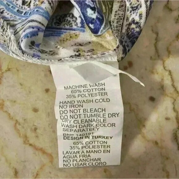 Mens Silver Stone Blue Cream Gold Paisley Shirt Modern Fit NWT Size M - Picture 7 of 7